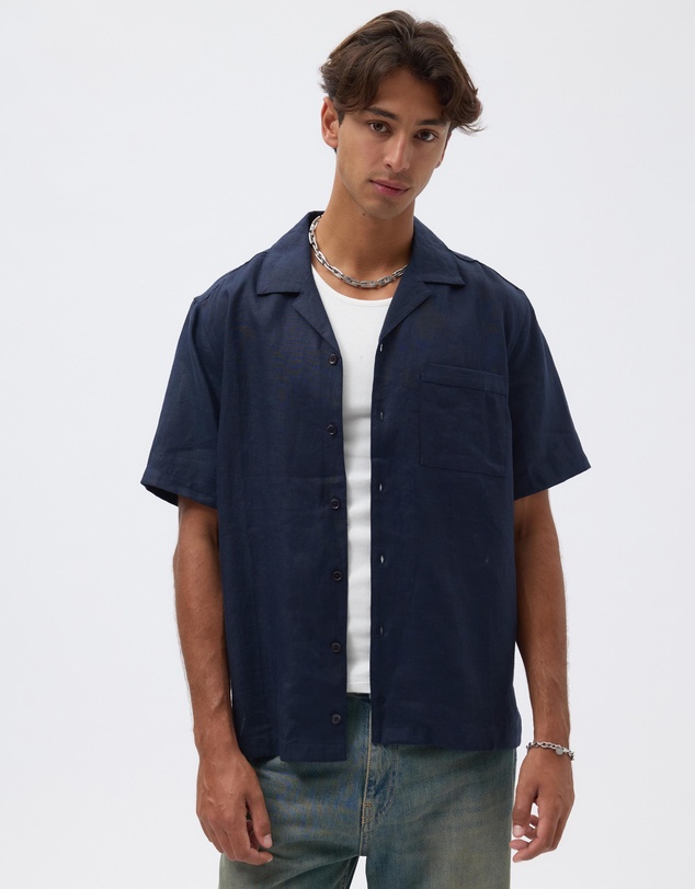 AERE - Kian Linen Camp Collar Shirt