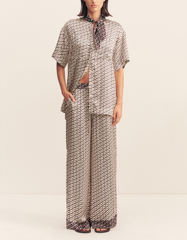 Shona Joy - Monogram Silk Contrast Shirt