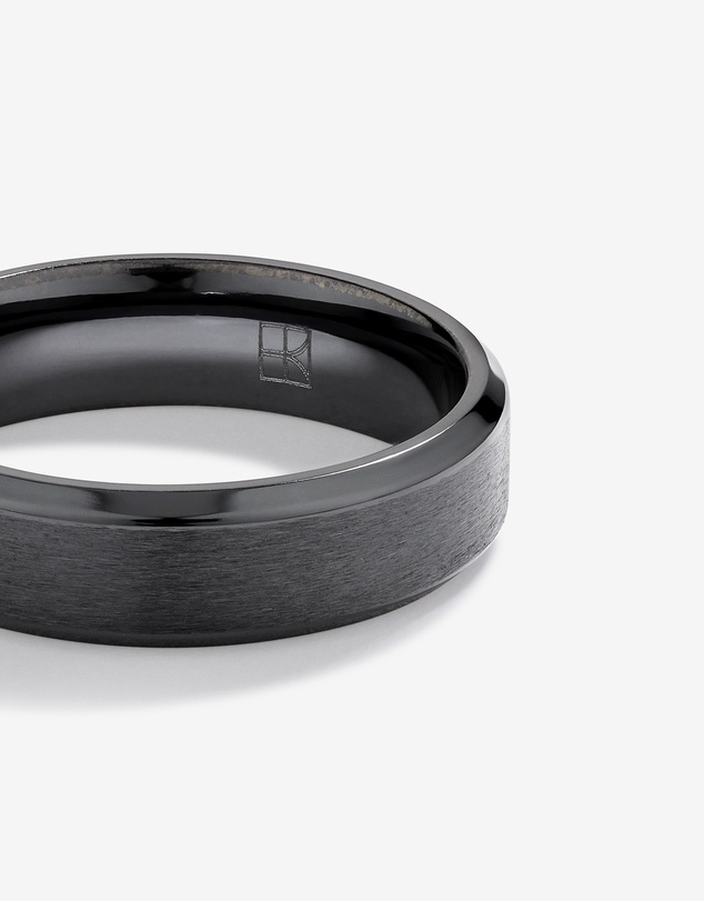 Michael Hill - 6mm Black Titanium Bevelled Edge Wedding Band