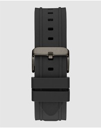 GUESS - Multifunction Gold-Tone 46mm Black Dial and Silicone Strap Men's Watch