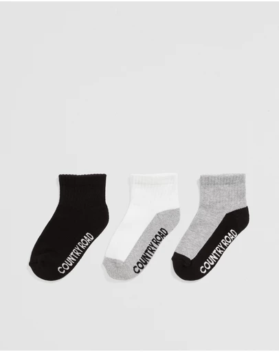 Country Road - Quarter Crew Sock Pack Of 3