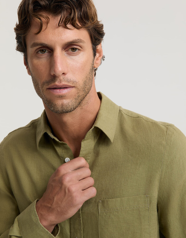 Sportscraft - Long Sleeve Linen Yarn Dyed Shirt