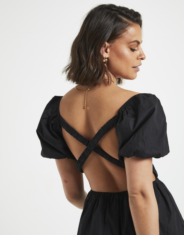 Subtitled - Rylee Backless Puff Sleeve Mini Dress