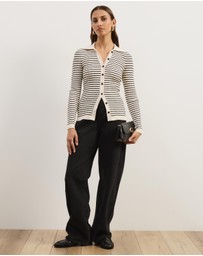 Atmos&Here - Noa Button Front Striped Cardigan