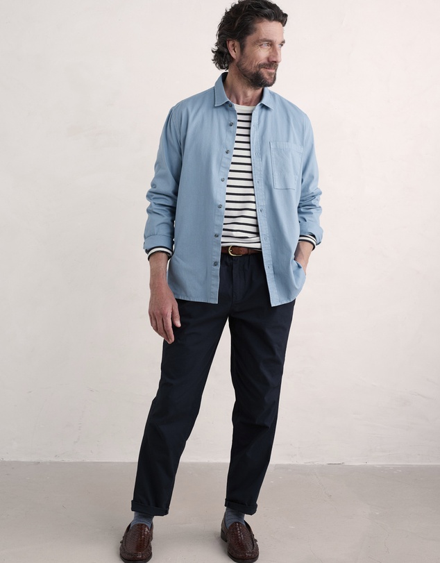 Seasalt - Seasalt Cornwall Navy Crew Neck Sailor Shirt in Organic Cotton