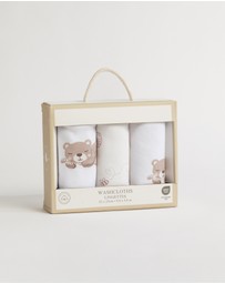 Living Textiles - 3 Pack Organic Wash Cloths - Cuddly Bear