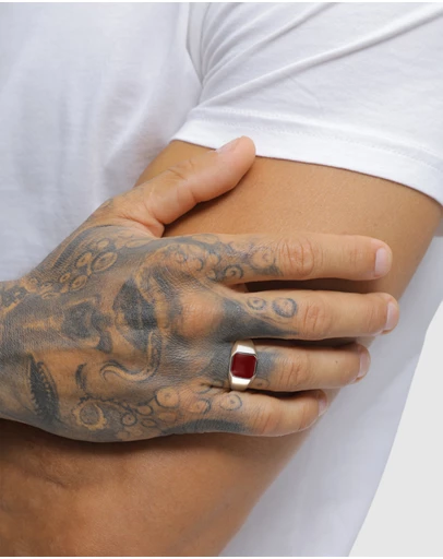 Kuzzoi - ICONIC EXCLUSIVE - Enamel Signet Ring in 925 Sterling Silver
