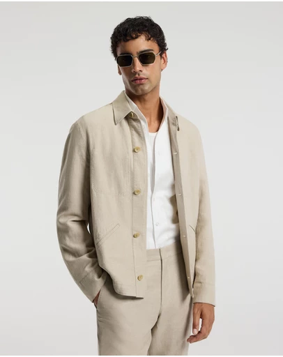 Calibre - Linen Cotton Twill Shirt Jacket Natural