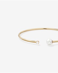 Michael Hill - Cultured Freshwater Pearl and Diamond Torque Bangle in 10kt Yellow Gold