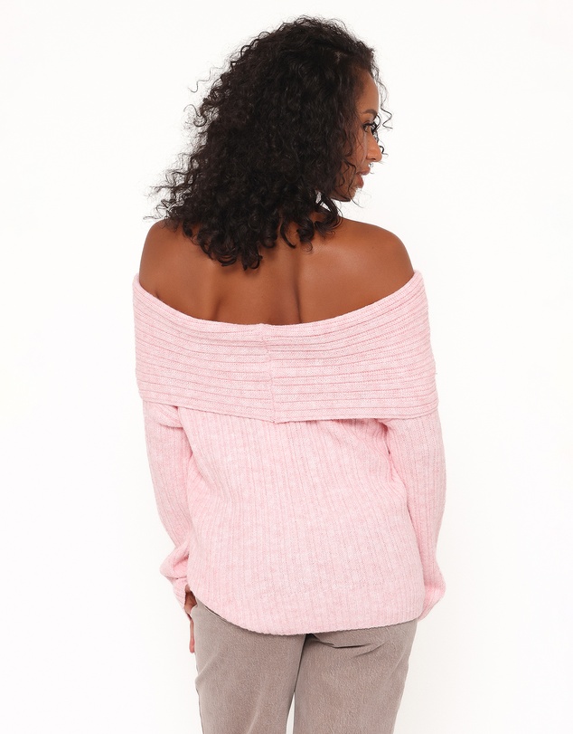 Petal & Pup - Kenny Off Shoulder Knit Sweater - Light Pink