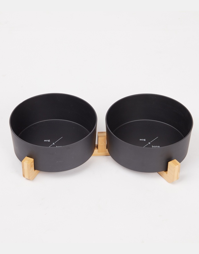 Mog & Bone - Double Bamboo Dog Bowl Black