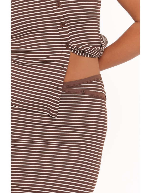 Petal & Pup - Adeline Two Piece Set - Brown/Cream Stripe