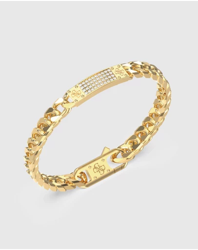 GUESS - Gold-Tone 4G Tag Pave Bracelet