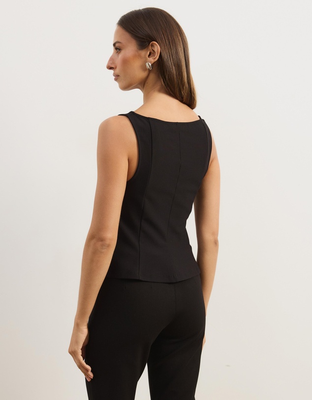 Atmos&Here - Eleni Sleeveless Peplum Ponte Structured Top
