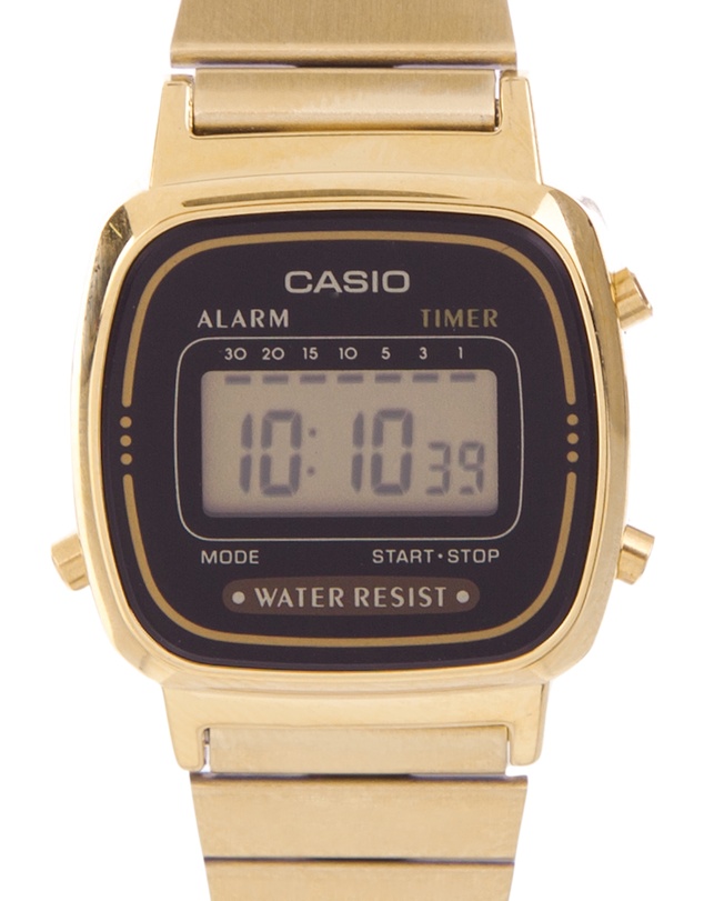 Casio - Digital WR Time Stop Watch Gold Steel Band