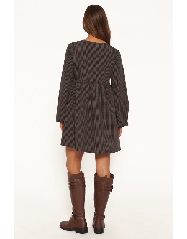 Petal & Pup - Saraya Long Sleeve Mini Dress - Black Gingham
