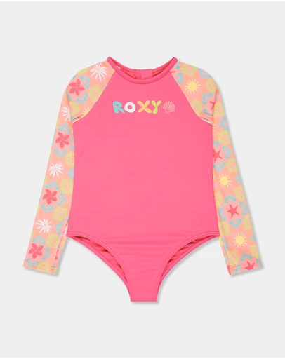 Roxy - Girls 2 to 7 Check Long Sleeve One Piece Rash Vest