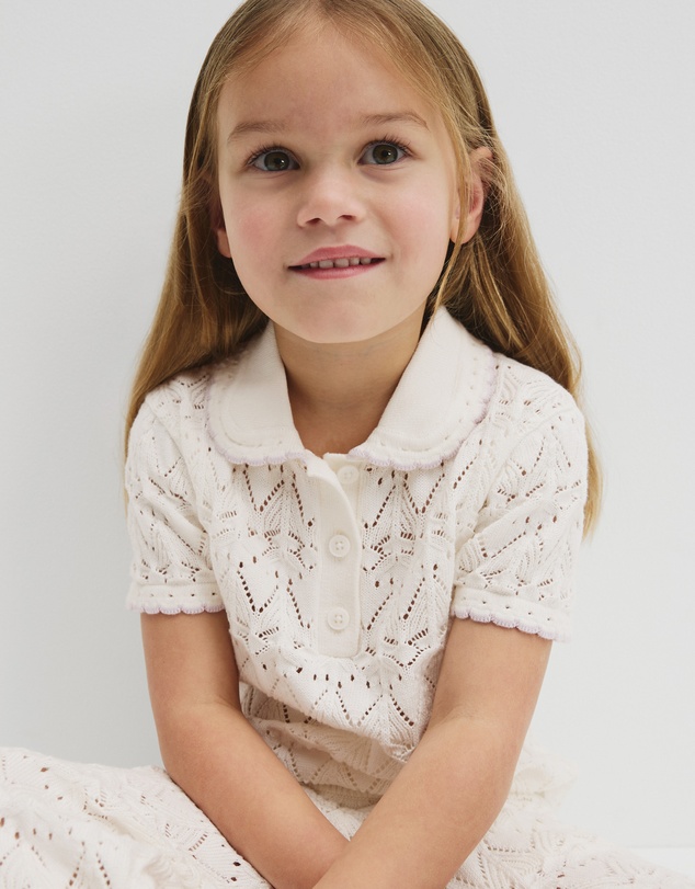 Country Road - Australian Cotton Short Sleeve Collar Knit Top