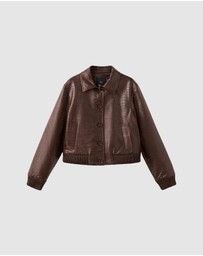 M.N.G - Crocodile-Effect Bomber Jacket