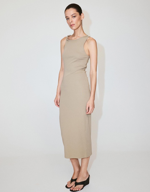 M.N.G - Cotton Dress with Draped Strap Detail