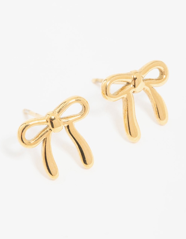 Lovisa - Waterproof Gold Plated Stainless Steel Enamel Bow Stud Earrings