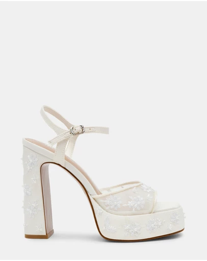 Steve Madden - Liandra-Emb White Mesh Heels