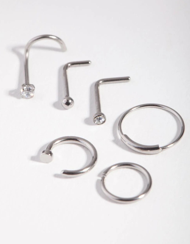 Lovisa - Surgical Steel Nail Nose Ring 6-Pack
