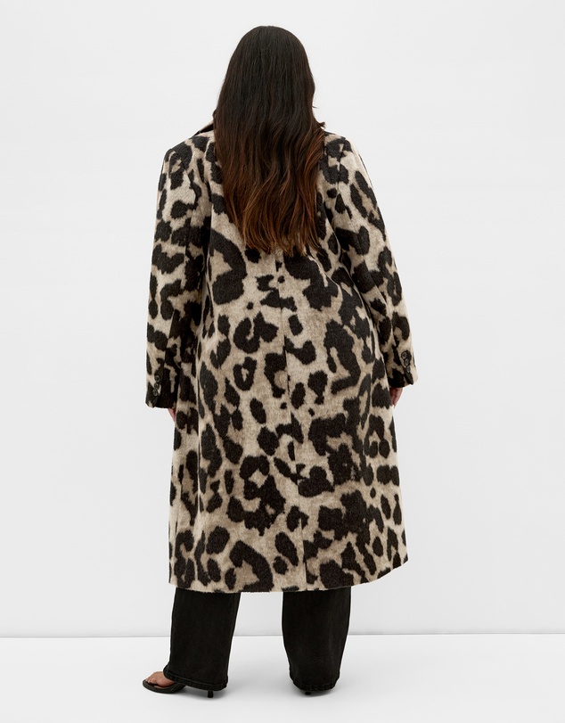 City Chic - Charlotte Leopard Print Melton Coat