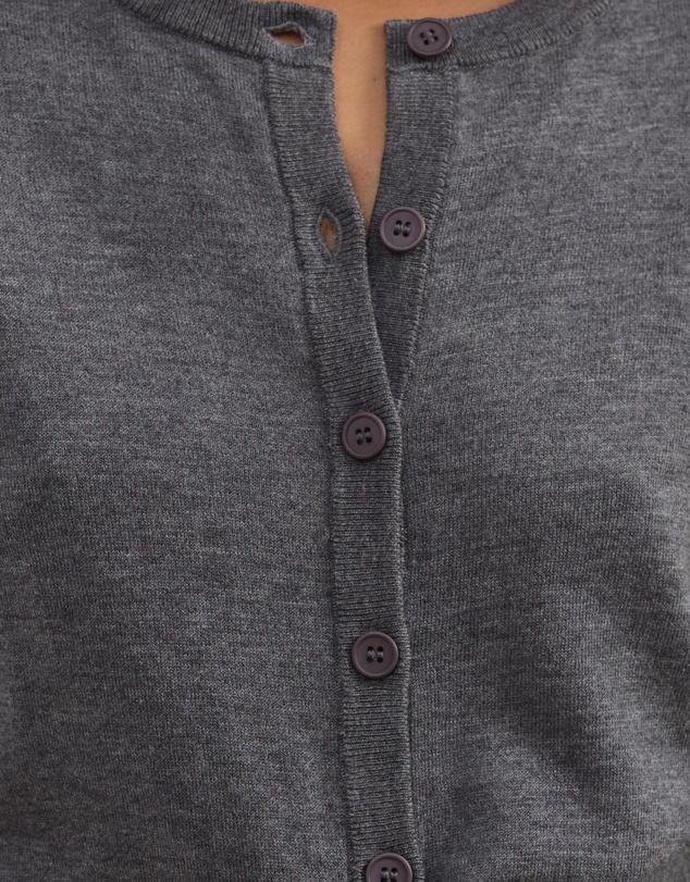 Atmos&Here - Elina Crewneck Knit Cardigan With Rib Hem
