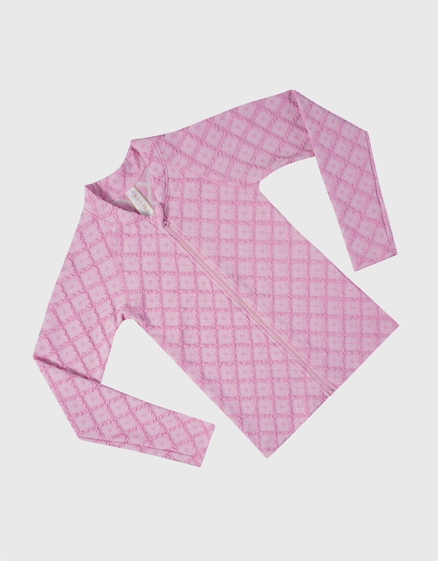 Aqua Blu Kids - Stepping Stones Pink Long Sleeve Rash Vest - Kids