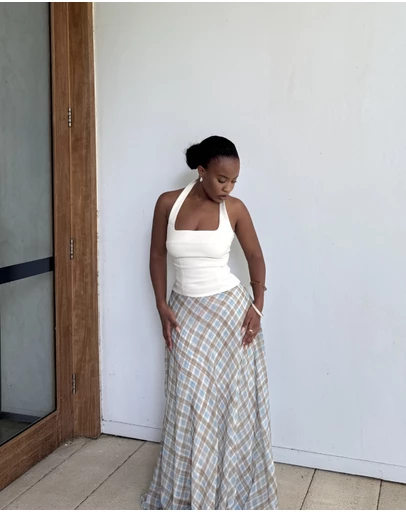 Dazie - Afloat Check Maxi Skirt