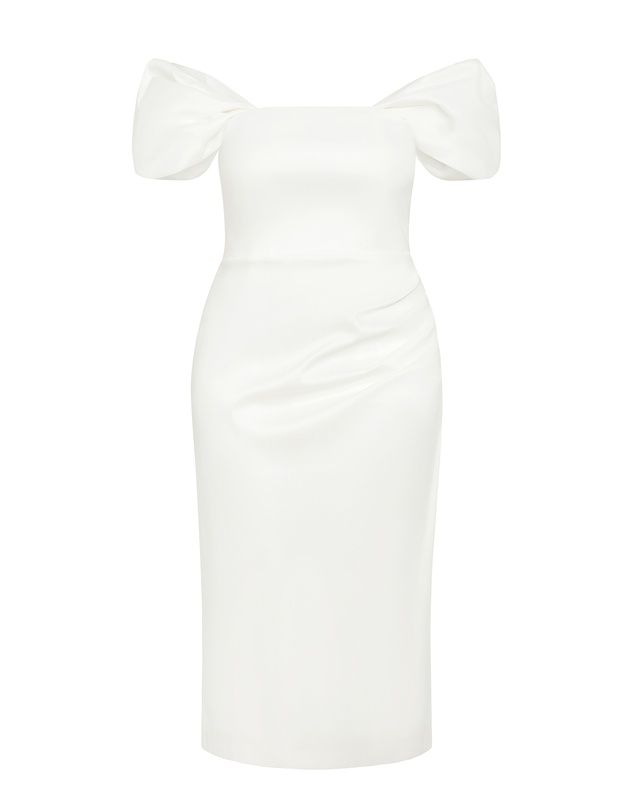 City Chic - Plus size Elyse Off Shoulder Midi Dress - white