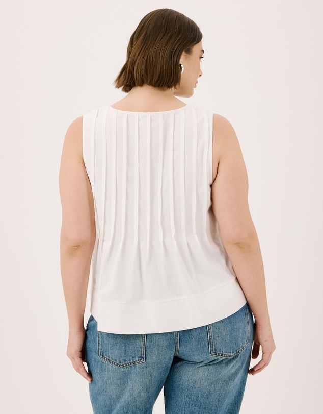 Atmos&Here Curvy - Rhea Linen Blend Pintuck Sleeveless Top