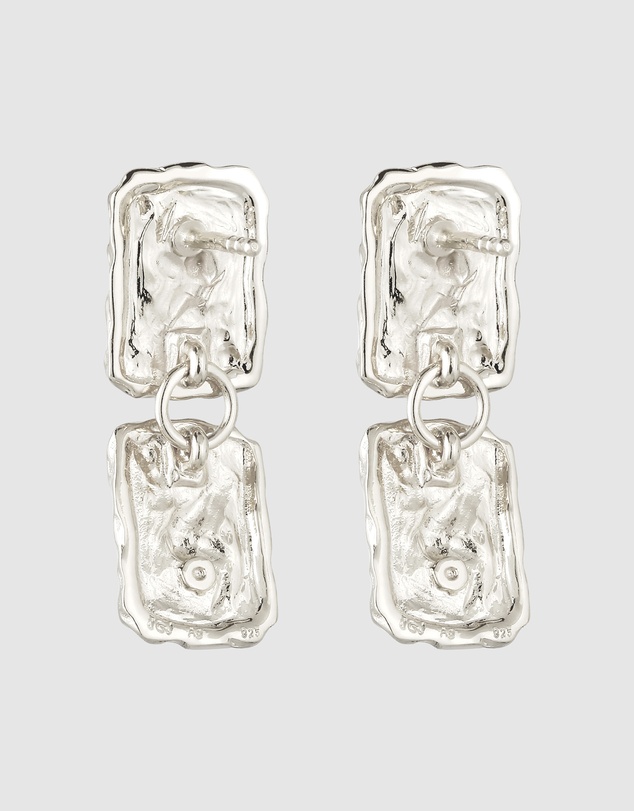 Elli Jewelry - Hammered Rectangle Drop Stud Earrings in 925 Silver