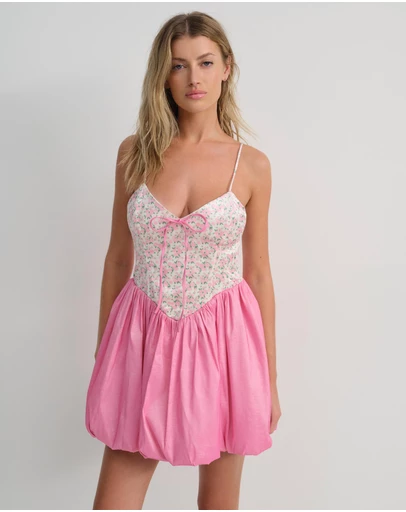 For Love & Lemons - Berry Bud Bubble Mini Dress