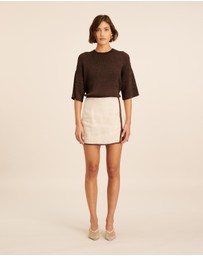 AERE - Linen Contrast Bind Mini Skirt