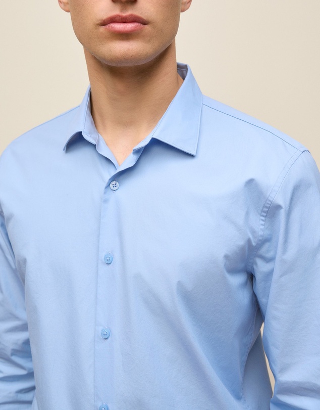Trenery - Tailored Fit Cotton Poplin Shirt in Duck Egg Blue
