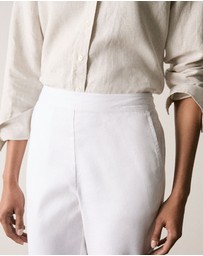 Trenery - Stretch Linen Blend Pull On Pant in White