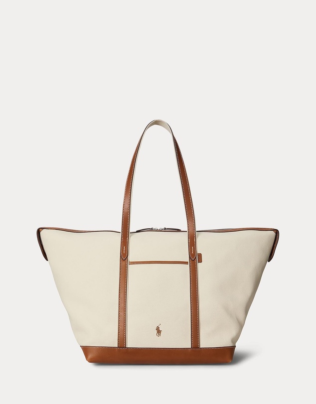 Polo Ralph Lauren - Leather-Trim Canvas Large Shopper Tote - The ICONIC Exclusive