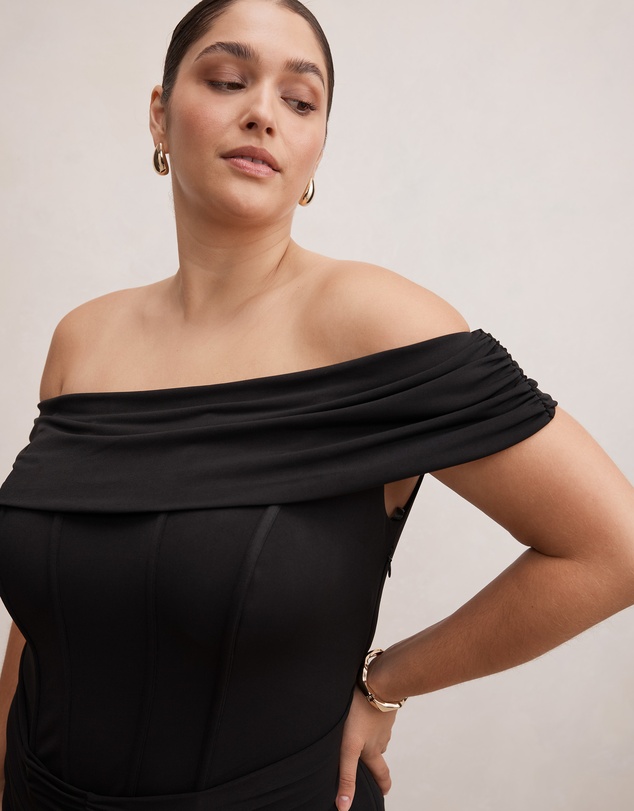 Forever New Curve - Ania Curve Ruched Bardot Maxi Dress