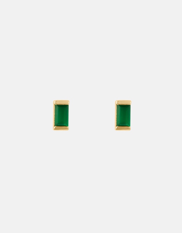 Kirstin Ash - Baguette Birthstone Studs May - Green Onyx