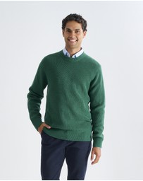 3 Wise Men - 3 Wise Men Drake Crew Neck Wool Blend Knit - Green