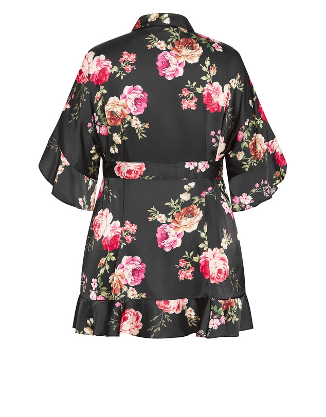 City Chic - Plus size Arcadia Short Kimono - black