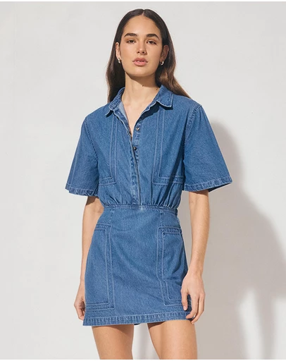 MON RENN - Indigo Denim Mini Dress