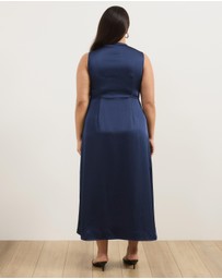 Atmos&Here Curvy - Jasmine Lace Trim Satin Midi Dress
