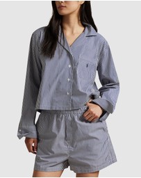 Polo Ralph Lauren - Shirting Stripes Crop Top & Boxer Short Cotton Pyjama Set