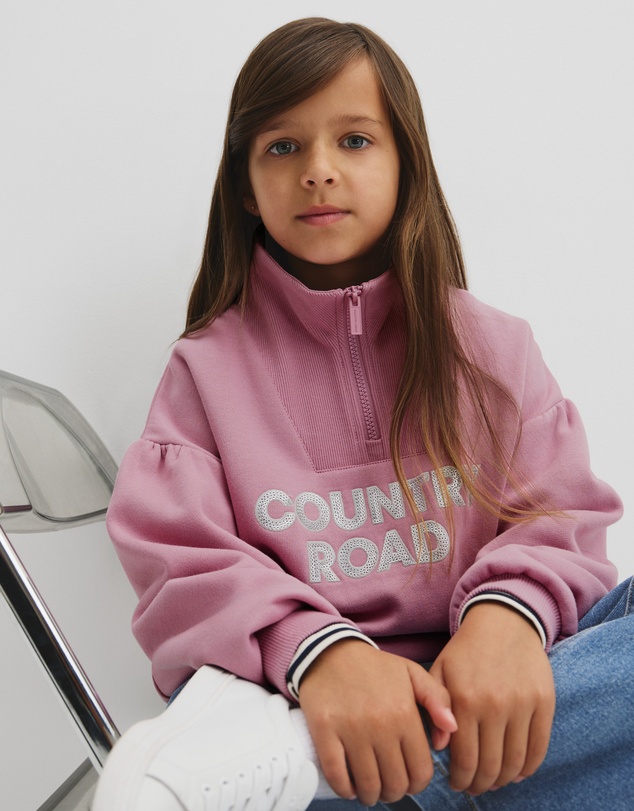 Country Road - Australian Cotton Blend Sequin Half Zip Sweat