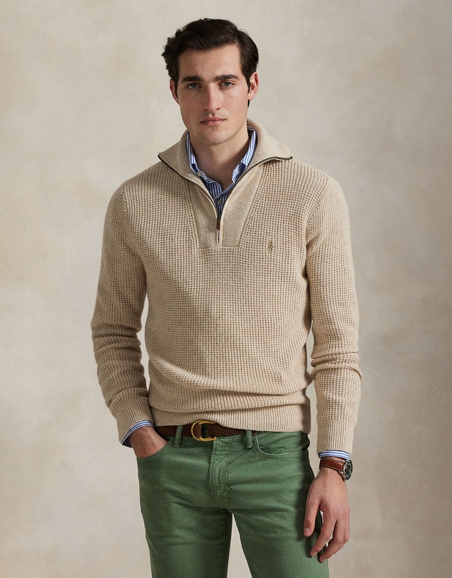 Polo Ralph Lauren - Waffle Wool-Cotton Quarter-Zip Sweater