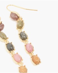 Lovisa - Gold Plated Oval Multicoloured Semi Precious Stone Hook Earrings