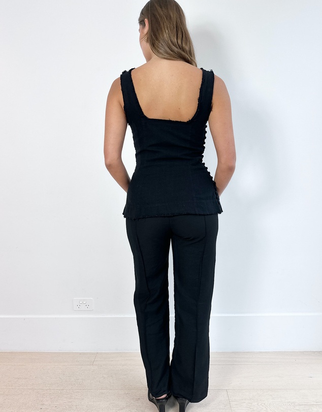 Cirkular - Pre-Loved - Marle Black Frayed Top